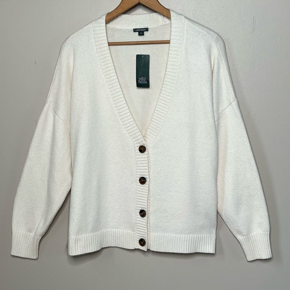 Wild Fable NWT Cotton Blend Ivory Cream Button Front Soft Cardigan Sweater 2X